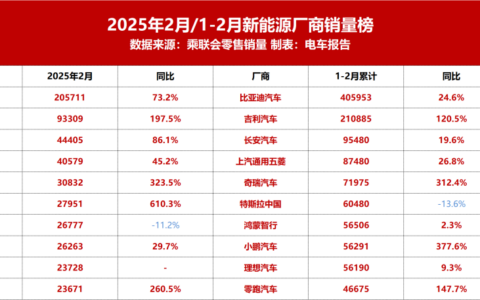 小米汽车入榜！新能源厂商销量榜公布